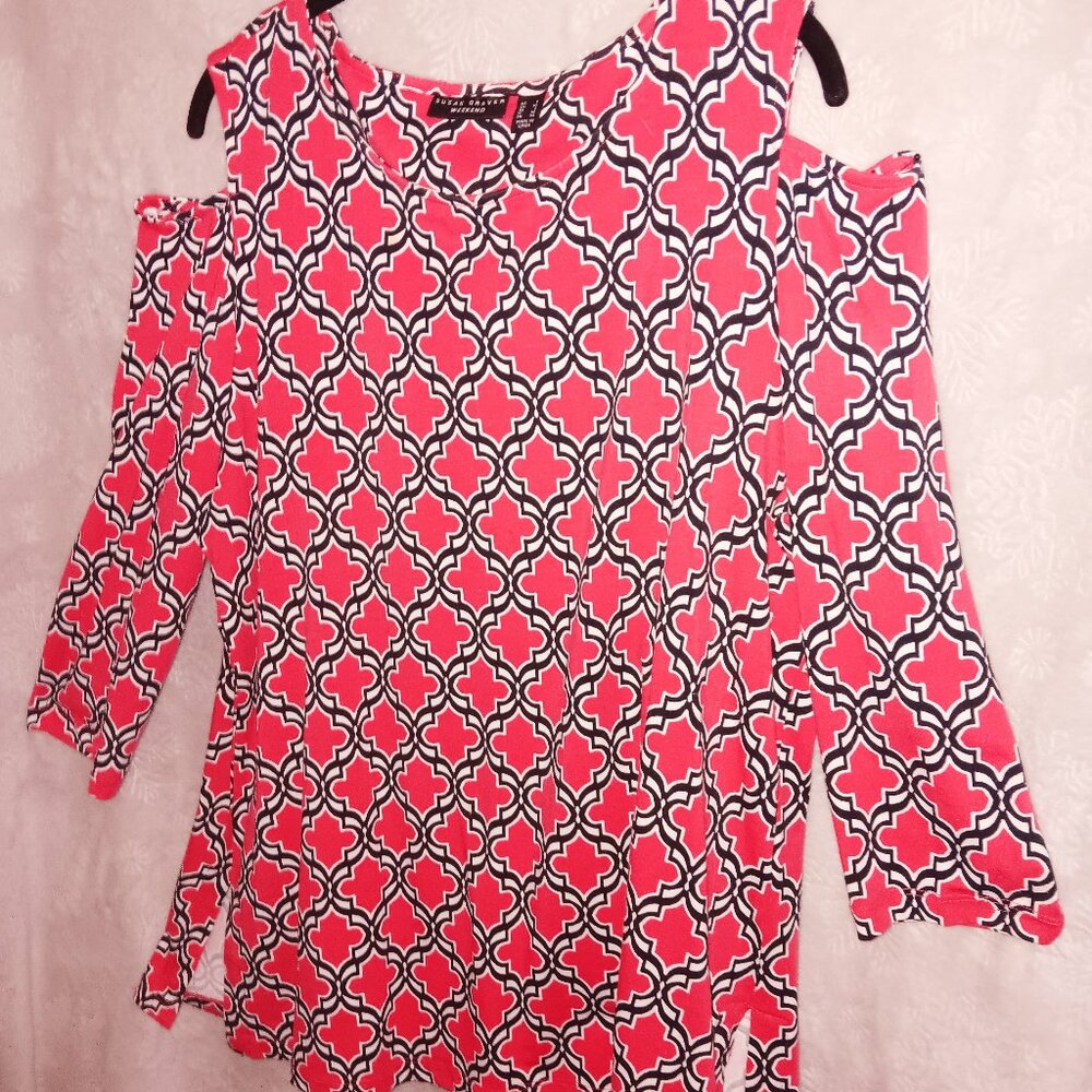 A Bold Pattern To Behold! Cold-Shoulder Top by Susan Graver Weekend